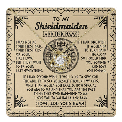 Love Knot Necklace 18K Yellow Gold Finish | 1 | Personalized To My Shieldmaiden Viking Necklace Vintage I Love You To Valhalla Jewelry Girlfriend Wife Birthday Gifts Anniversary Custom Gift Box Message Card | https://teecentury.