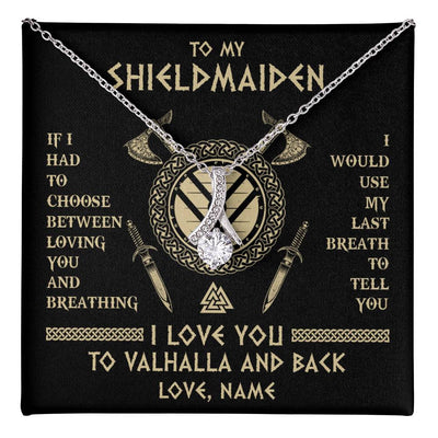 Alluring Beauty Necklace 14K White Gold Finish | 1 | Personalized To My Shieldmaiden Viking Necklace Wife From Husband I Love You To Valhalla Soulmate Girlfriend Birthday Anniversary Customized Gift Box Message Card | teecentury