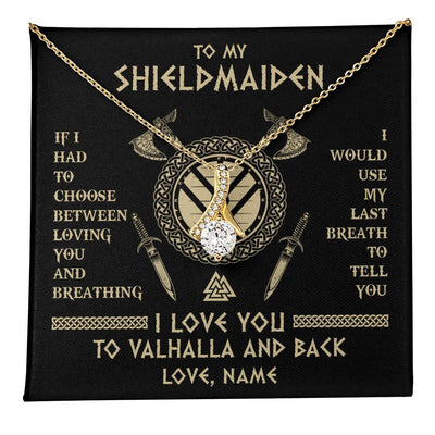 Alluring Beauty Necklace 18K Yellow Gold Finish | 1 | Personalized To My Shieldmaiden Viking Necklace Wife From Husband I Love You To Valhalla Soulmate Girlfriend Birthday Anniversary Customized Gift Box Message Card | teecentury