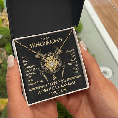 Love Knot Necklace 18K Yellow Gold Finish | 2 | Personalized To My Shieldmaiden Viking Necklace Wife From Husband I Love You To Valhalla Soulmate Girlfriend Birthday Anniversary Customized Gift Box Message Card | teecentury