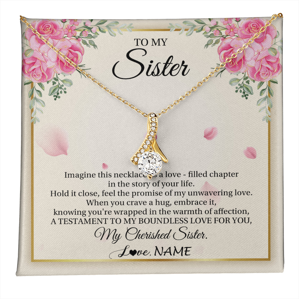 Alluring Beauty Necklace 18K Yellow Gold Finish | 1 | Personalized To My Sister From Brother Imagine This Necklace As A Love Sister Birthday Gifts Jewelry Graduation Christmas Customized Gift Box Message Card | teecentury