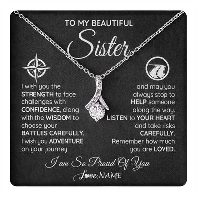 Alluring Beauty Necklace 14K White Gold Finish | 1 | Personalized To My Sister Necklace From Brother I Wish You The Strength Sister Birthday Graduation Inspirational Customized Gift Box Message Card | teecentury.myshopify