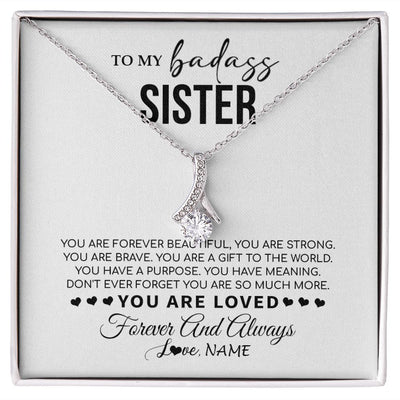 Alluring Beauty Necklace | Personalized To My Sister Necklace From Family You Are Forever Beautiful Sister Birthday Graduation Christmas Customized Gift Box Message Card | teecentury