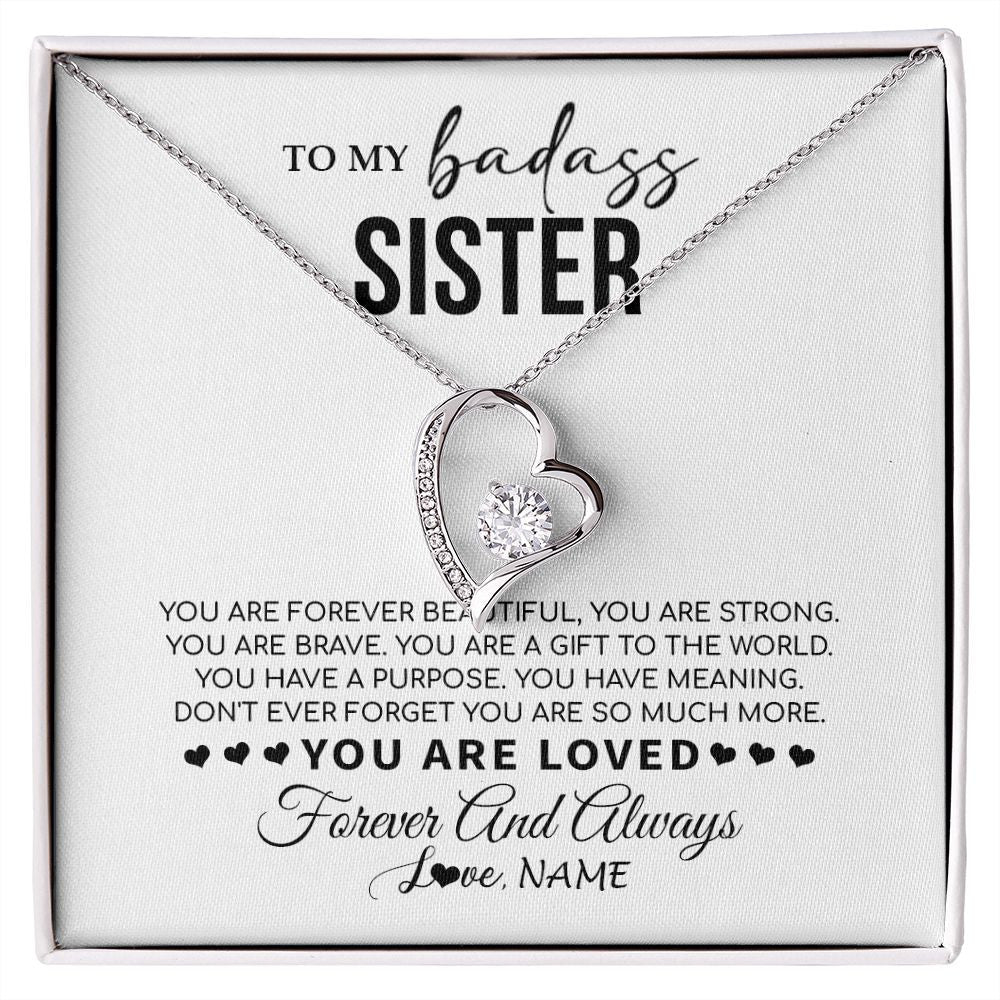 Forever Love Necklace | Personalized To My Sister Necklace From Family You Are Forever Beautiful Sister Birthday Graduation Christmas Customized Gift Box Message Card | teecentury