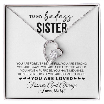 Forever Love Necklace | Personalized To My Sister Necklace From Family You Are Forever Beautiful Sister Birthday Graduation Christmas Customized Gift Box Message Card | teecentury