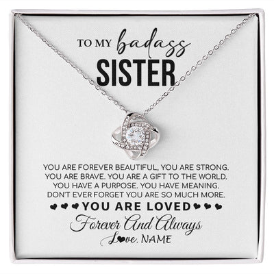 Love Knot Necklace | Personalized To My Sister Necklace From Family You Are Forever Beautiful Sister Birthday Graduation Christmas Customized Gift Box Message Card | teecentury