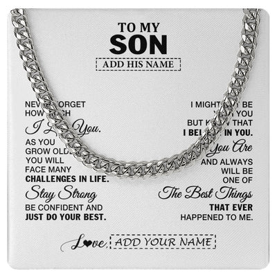 Cuban Link Chain Necklace Stainless Steel | 1 | Personalized To My Son Gifts From Mom Dad Father Necklace I Love You Thoughtful Keepsake Gift For Son Graduation Christmas Custom Gift Box Message Card | https://teecentury.