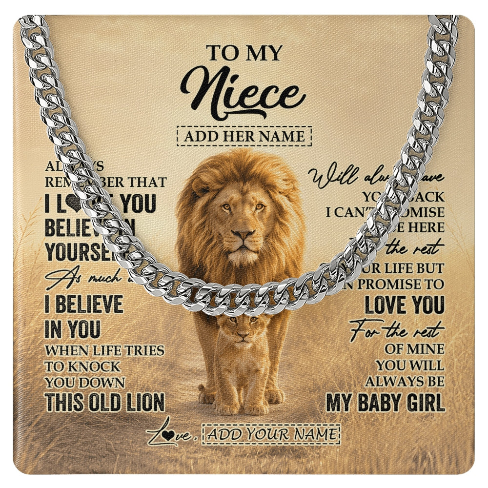 Cuban Link Chain Necklace Stainless Steel | 1 | Personalized To My Son Gifts Necklace From Dad Father Always Remember Lion Gifts For Son Birthday Graduation Christmas Custom Gift Box Message Card | https://teecentury.