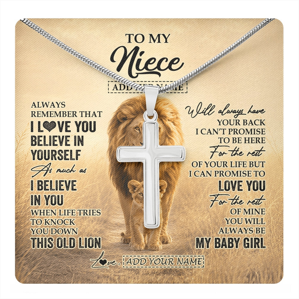 Stainless Cross Necklace Stainless Steel | 1 | Personalized To My Son Gifts Necklace From Dad Father Always Remember Lion Gifts For Son Birthday Graduation Christmas Custom Gift Box Message Card | https://teecentury.