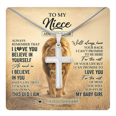 Stainless Cross Necklace Stainless Steel | 1 | Personalized To My Son Gifts Necklace From Dad Father Always Remember Lion Gifts For Son Birthday Graduation Christmas Custom Gift Box Message Card | https://teecentury.