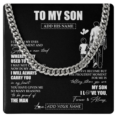 Cuban Link Chain Necklace Stainless Steel | 1 | Personalized To My Son Gifts Necklace From Dad Father I Closed My Eyes For A Moment Son Birthday Graduation Christmas Customized Gift Box Message Card | teecentury.myshopify