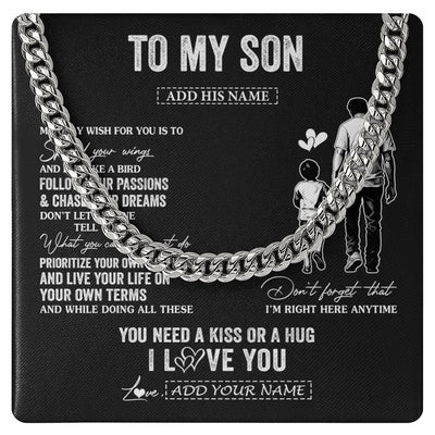 Cuban Link Chain Necklace Stainless Steel | 1 | Personalized To My Son Gifts Necklace From Dad Father My Only Wish For You Son Birthday Gifts Graduation Christmas Customized Gift Box Message Card | teecentury.myshopify