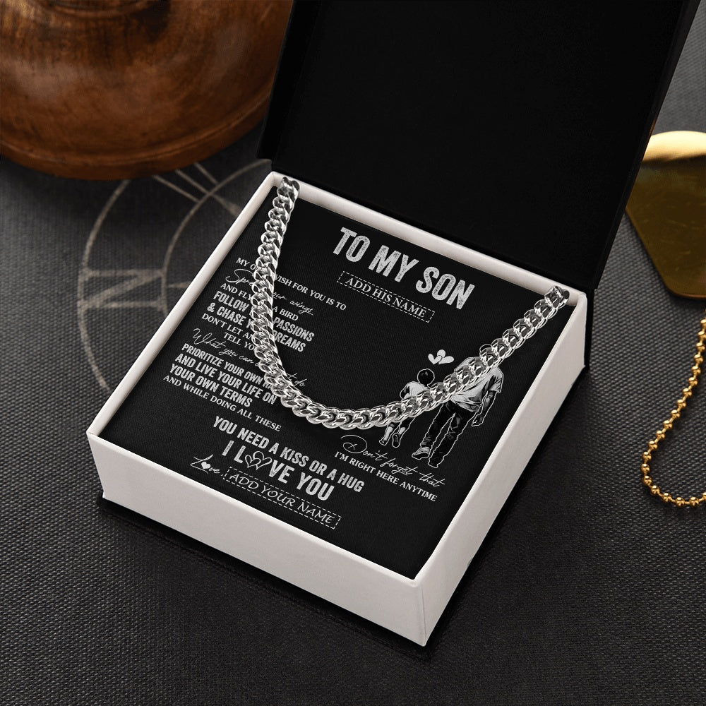 Cuban Link Chain Necklace Stainless Steel | 2 | Personalized To My Son Gifts Necklace From Dad Father My Only Wish For You Son Birthday Gifts Graduation Christmas Customized Gift Box Message Card | teecentury.myshopify