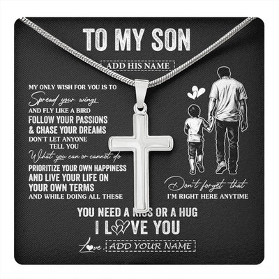 Stainless Cross Necklace Stainless Steel | 1 | Personalized To My Son Gifts Necklace From Dad Father My Only Wish For You Son Birthday Gifts Graduation Christmas Customized Gift Box Message Card | teecentury.myshopify