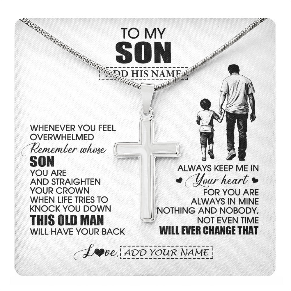 Stainless Cross Necklace Stainless Steel | 1 | Personalized To My Son Gifts Necklace From Dad Father Whenever Man Unique Birthday Gifts For Son Graduation Christmas Customized Gift Box Message Card | teecentury.myshopify