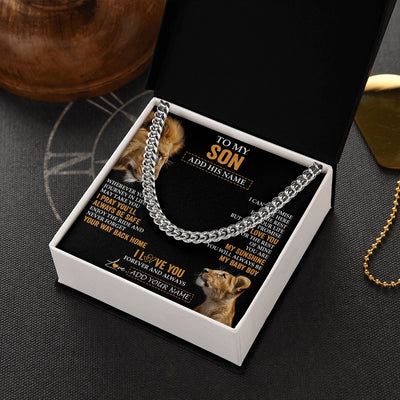 Cuban Link Chain Necklace Stainless Steel | 2 | Personalized To My Son Gifts Necklace From Dad Father Wherever Your Journey In Life Lion Daughter Birthday Gifts Christmas Custom Gift Box Message Card | https://teecentury.
