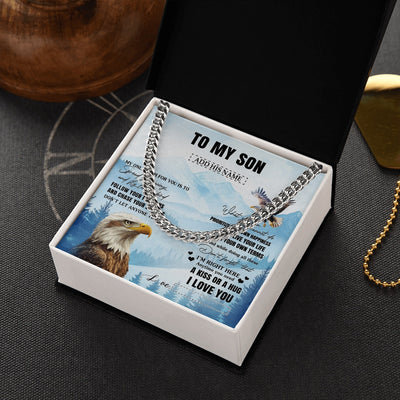 Cuban Link Chain Necklace Stainless Steel | 2 | Personalized To My Son Gifts Necklace From Mom Dad Mother Father Eagle My Only Wish For You Son Birthday Gifts Graduation Christmas Gift Box Message Card | teecentury.myshopify