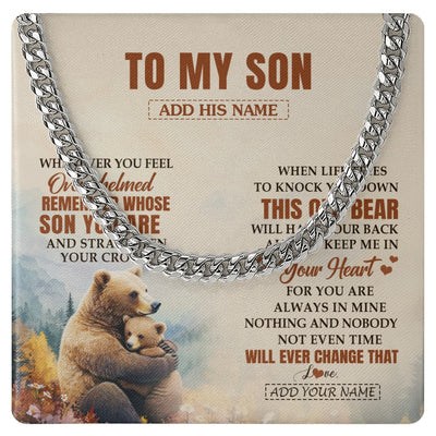 Cuban Link Chain Necklace Stainless Steel | 1 | Personalized To My Son Gifts Necklace From Mom Dad Mother Father Whenever Bear Unique Birthday Gifts For Son Graduation Christmas Custom Gift Box Message Card | teecentury.myshopify