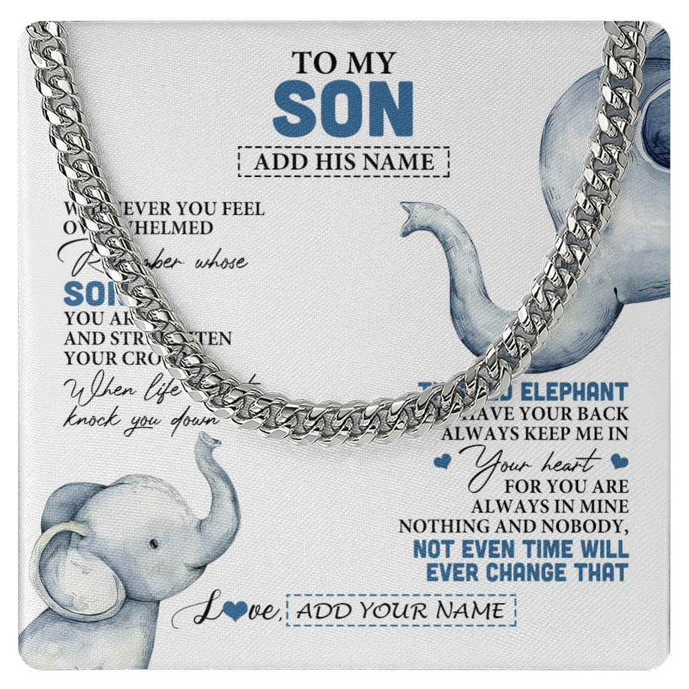 Cuban Link Chain Necklace Stainless Steel | 1 | Personalized To My Son Gifts Necklace From Mom Dad Mother Father Whenever Elephant Unique Birthday Gifts For Son Graduation Christmas Gift Box Message Card | teecentury.myshopify