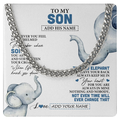 Cuban Link Chain Necklace Stainless Steel | 1 | Personalized To My Son Gifts Necklace From Mom Dad Mother Father Whenever Elephant Unique Birthday Gifts For Son Graduation Christmas Gift Box Message Card | teecentury.myshopify