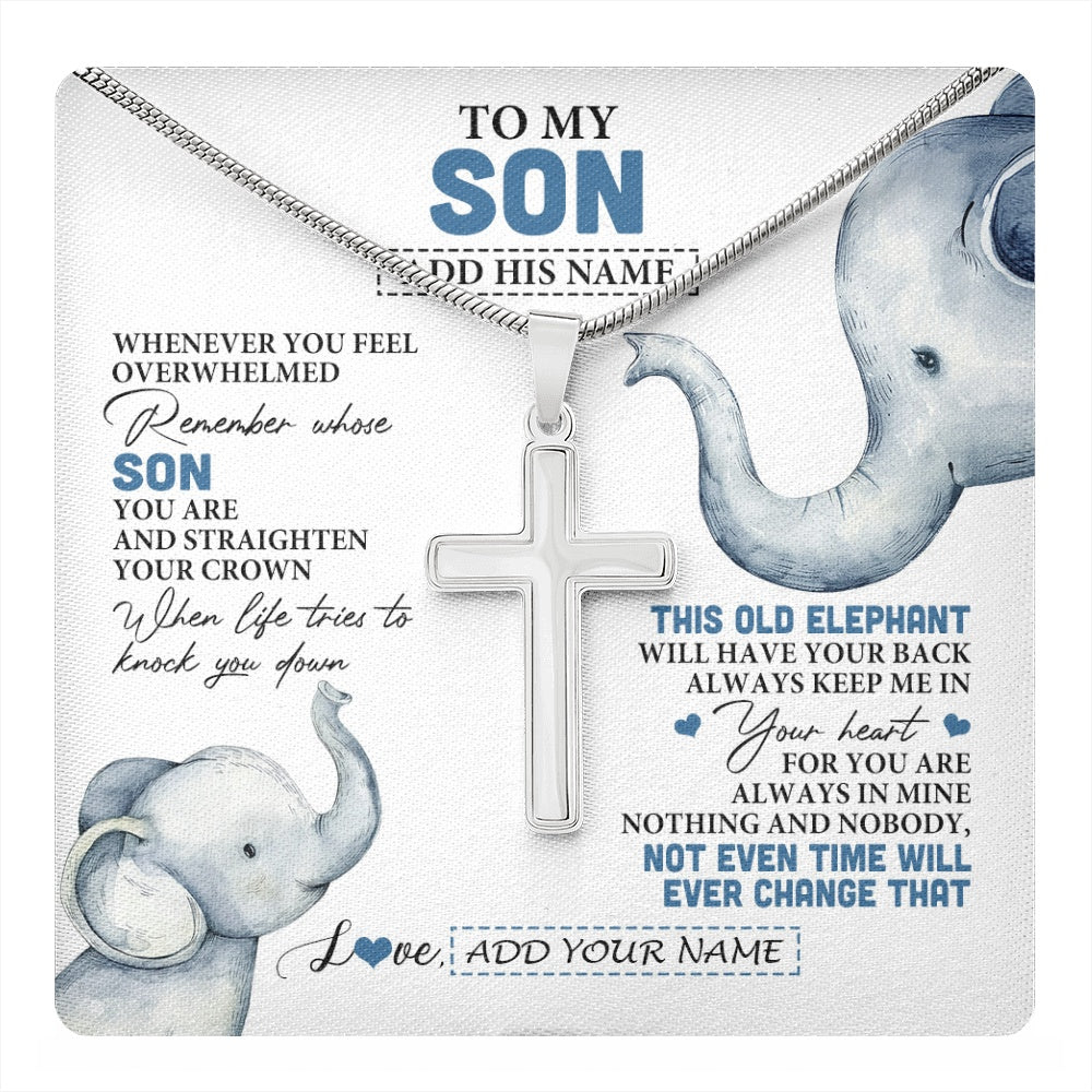 Stainless Cross Necklace Stainless Steel | 1 | Personalized To My Son Gifts Necklace From Mom Dad Mother Father Whenever Elephant Unique Birthday Gifts For Son Graduation Christmas Gift Box Message Card | teecentury.myshopify