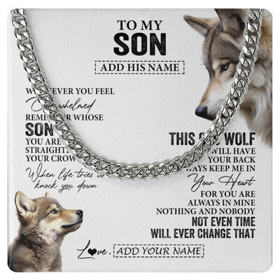 Cuban Link Chain Necklace Stainless Steel | 1 | Personalized To My Son Gifts Necklace From Mom Dad Mother Father Whenever Wolf Unique Birthday Gifts For Son Graduation Christmas Custom Gift Box Message Card | https://teecentury.