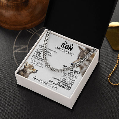 Cuban Link Chain Necklace Stainless Steel | 2 | Personalized To My Son Gifts Necklace From Mom Dad Mother Father Whenever Wolf Unique Birthday Gifts For Son Graduation Christmas Custom Gift Box Message Card | https://teecentury.