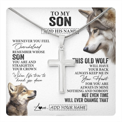 Stainless Cross Necklace Stainless Steel | 1 | Personalized To My Son Gifts Necklace From Mom Dad Mother Father Whenever Wolf Unique Birthday Gifts For Son Graduation Christmas Custom Gift Box Message Card | https://teecentury.