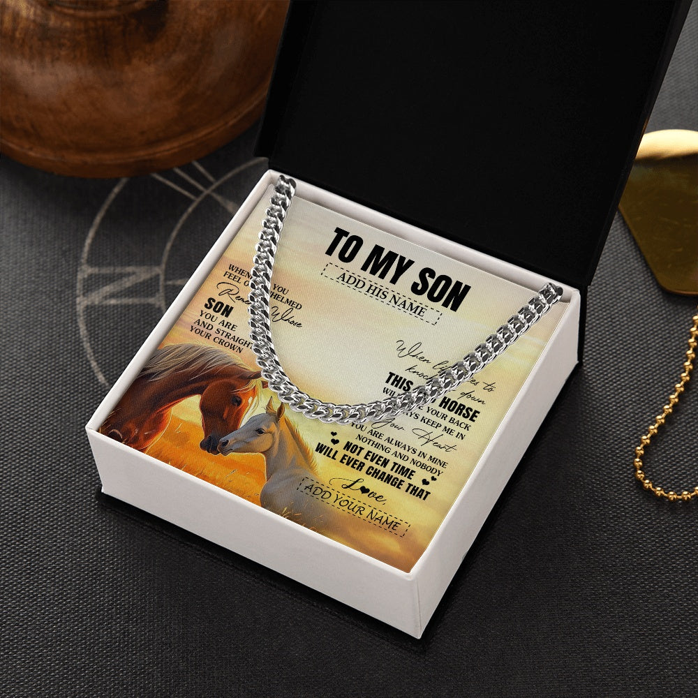 Cuban Link Chain Necklace Stainless Steel | 2 | Personalized To My Son Gifts Necklace From Mom Dad Mother Whenever Horse Unique Birthday Gifts For Son Graduation Christmas Custom Gift Box Message Card | teecentury.myshopify