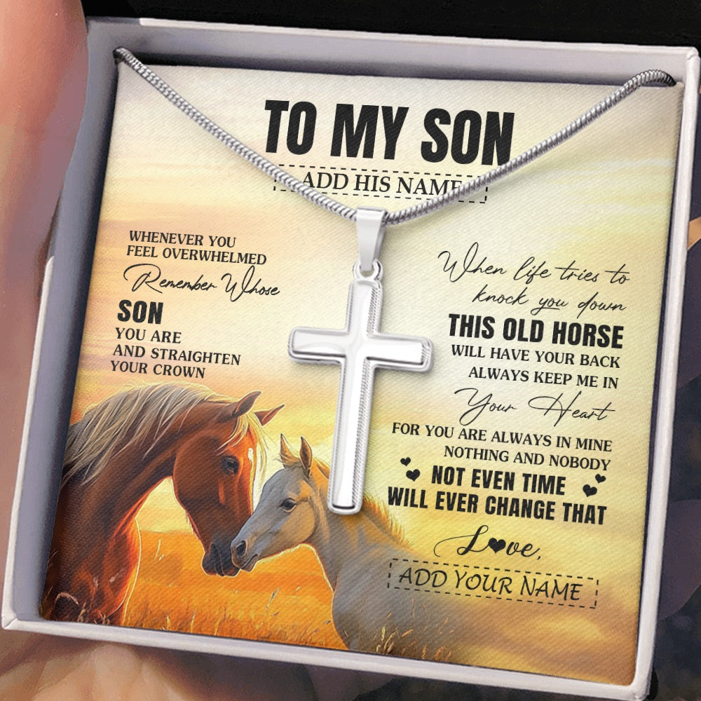 Stainless Cross Necklace Stainless Steel | 2 | Personalized To My Son Gifts Necklace From Mom Dad Mother Whenever Horse Unique Birthday Gifts For Son Graduation Christmas Custom Gift Box Message Card | teecentury.myshopify