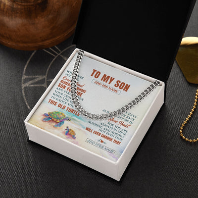 Cuban Link Chain Necklace Stainless Steel | 2 | Personalized To My Son Gifts Necklace From Mom Dad Mother Whenever Turtle Unique Birthday Gifts For Son Graduation Christmas Custom Gift Box Message Card | https://teecentury.