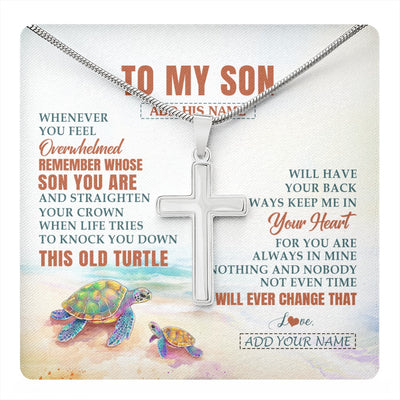 Stainless Cross Necklace Stainless Steel | 1 | Personalized To My Son Gifts Necklace From Mom Dad Mother Whenever Turtle Unique Birthday Gifts For Son Graduation Christmas Custom Gift Box Message Card | https://teecentury.
