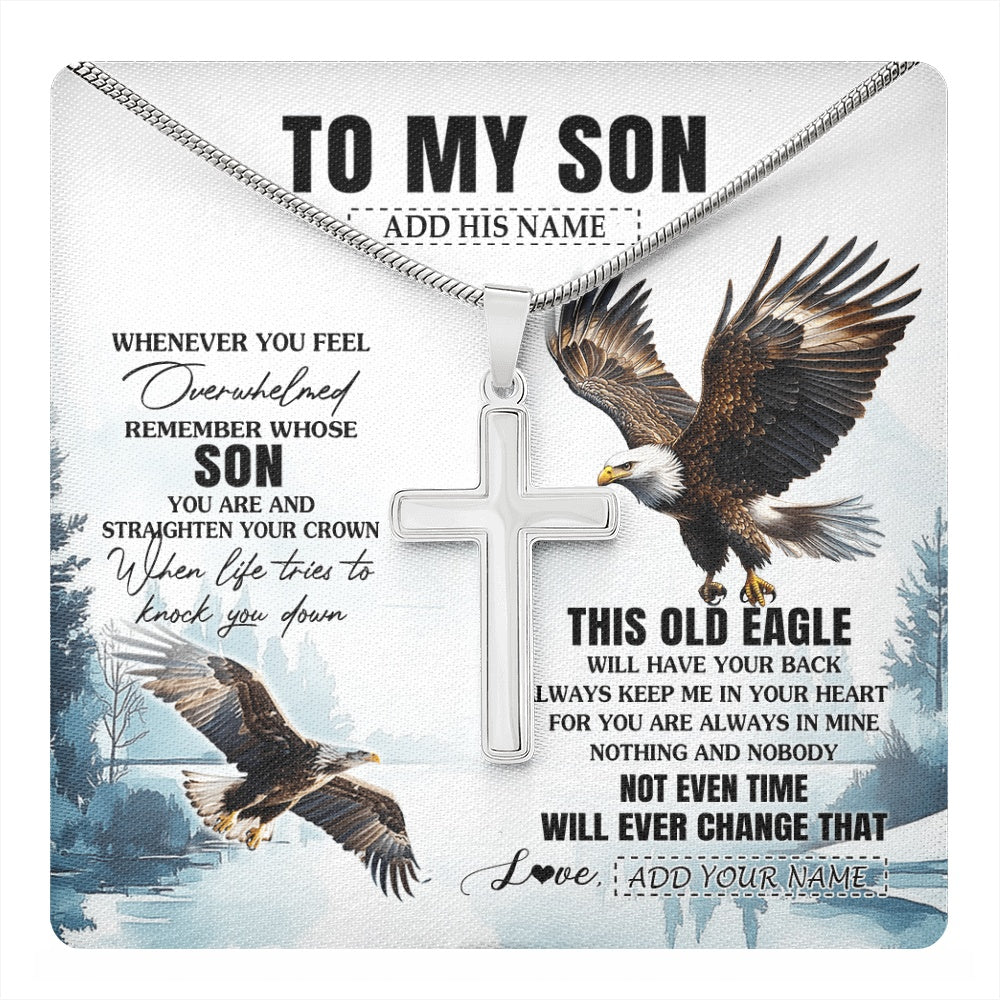 Stainless Cross Necklace Stainless Steel | 1 | Personalized To My Son Gifts Necklace From Mom Dad Whenever Eagle Unique Birthday Gifts For Son Graduation Christmas Keepsake Custom Gift Box Message Card | https://teecentury.