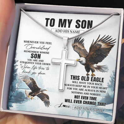 Stainless Cross Necklace Stainless Steel | 2 | Personalized To My Son Gifts Necklace From Mom Dad Whenever Eagle Unique Birthday Gifts For Son Graduation Christmas Keepsake Custom Gift Box Message Card | https://teecentury.