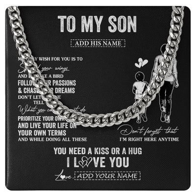 Cuban Link Chain Necklace Stainless Steel | 1 | Personalized To My Son Gifts Necklace From Mom Mother My Only Wish For You Son Birthday Gifts Graduation Christmas Customized Gift Box Message Card | teecentury.myshopify