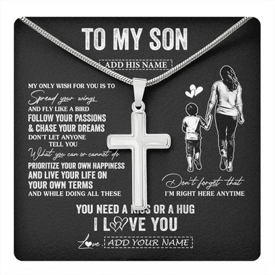 Stainless Cross Necklace Stainless Steel | 1 | Personalized To My Son Gifts Necklace From Mom Mother My Only Wish For You Son Birthday Gifts Graduation Christmas Customized Gift Box Message Card | teecentury.myshopify