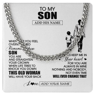 Cuban Link Chain Necklace Stainless Steel | 1 | Personalized To My Son Gifts Necklace From Mom Mother Whenever Woman Unique Birthday Gifts For Son Graduation Christmas Customized Gift Box Message Card | teecentury.myshopify