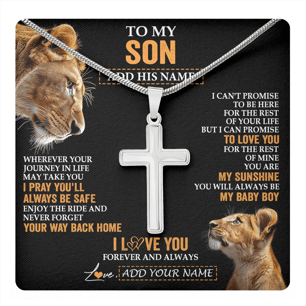 Stainless Cross Necklace Stainless Steel | 1 | Personalized To My Son Gifts Necklace From Mom Mother Wherever Your Journey In Life Lion Daughter Birthday Gifts Christmas Custom Gift Box Message Card | https://teecentury.