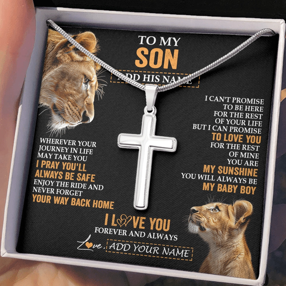 Stainless Cross Necklace Stainless Steel | 2 | Personalized To My Son Gifts Necklace From Mom Mother Wherever Your Journey In Life Lion Daughter Birthday Gifts Christmas Custom Gift Box Message Card | https://teecentury.