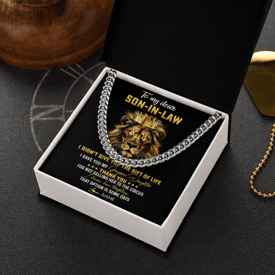 Cuban Link Chain Necklace Stainless Steel | 2 | Personalized To My Son In Law Necklace From Mother In Law I Didn'T Give You The Gift Of Life Lion Son In Law Birthday Christmas Customized Gift Box Message Card | teecentury
