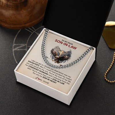 Cuban Link Chain Necklace Stainless Steel | 2 | Personalized To My Son In Law Necklace From Mother In Law Mom I Did Not Get To Choose You That Honor Son In Law Birthday Customized Gift Box Message Card | teecentury