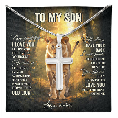 Stainless Cross Necklace Stainless Steel | 1 | Personalized To My Son Lion Necklace From Mom Mother Never Forget That I Love You Son Birthday Gifts Graduation Christmas Customized Gift Box Message Card | teecentury