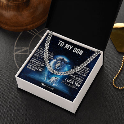 Cuban Link Chain Necklace Stainless Steel | 2 | Personalized To My Son Lion Necklace From Mom Mother Today Is A Good Day Son Gifts Birthday Graduation Christmas Customized Gift Box Message Card | teecentury