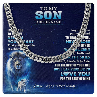 Cuban Link Chain Necklace Stainless Steel | 1 | Personalized To My Son Necklace From Dad Father Believe Your Heart Son Gift Birthday Graduation Christmas Customized Gift Box Message Card | teecentury.myshopify