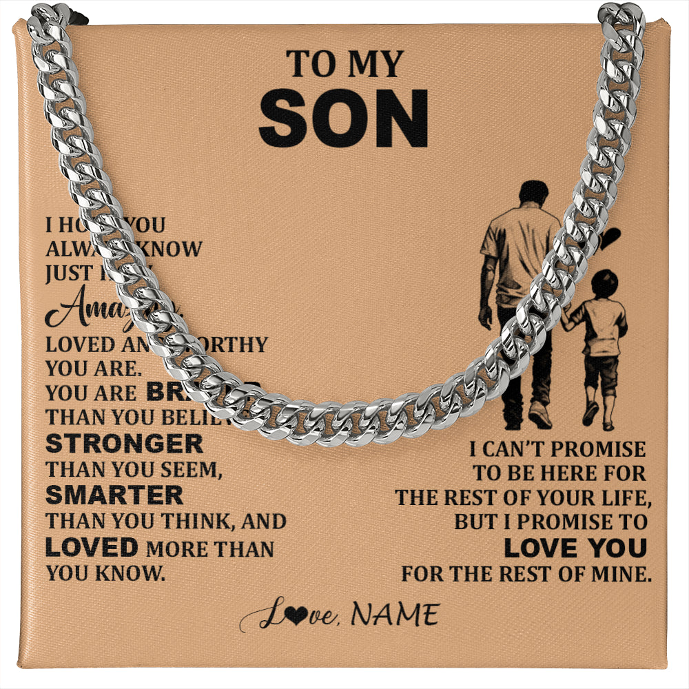 Cuban Link Chain Necklace Stainless Steel | 1 | Personalized To My Son Necklace From Dad Father Promise To Love You Son Birthday Gifts Graduation Jewelry Christmas Customized Gift Box Message Card | teecentury