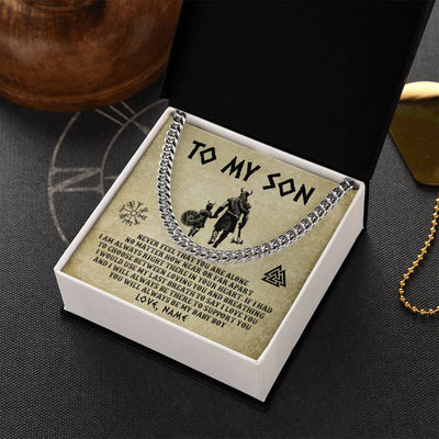 Cuban Link Chain Necklace Stainless Steel | 2 | Personalized To My Son Necklace From Dad Viking Never Feel That You Are Alone Viking Son Birthday Gifts Graduation Christmas Customized Gift Box Message Card | teecentury