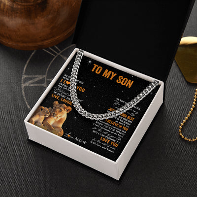 Cuban Link Chain Necklace Stainless Steel | 2 | Personalized To My Son Necklace From Mom Mother Live Laugh Love Lion Son Birthday Gifts Positive Graduation Christmas Customized Gift Box Message Card | teecentury