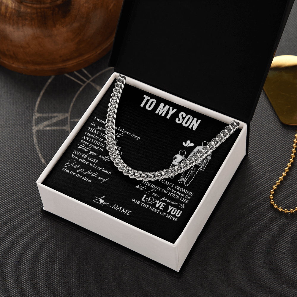 Cuban Link Chain Necklace Stainless Steel | 2 | Personalized To My Son Necklace You Will Never Lose From Dad Father Son Birthday Gifts Graduation Christmas Customized Gift Box Message Card | teecentury