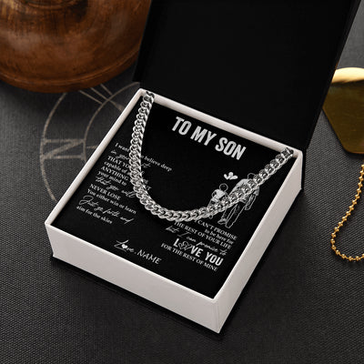 Cuban Link Chain Necklace Stainless Steel | 2 | Personalized To My Son Necklace You Will Never Lose From Dad Father Son Birthday Gifts Graduation Christmas Customized Gift Box Message Card | teecentury