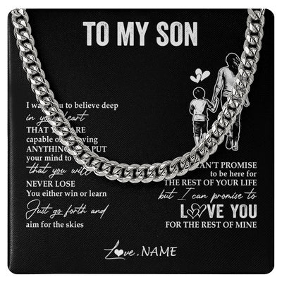 Cuban Link Chain Necklace Stainless Steel | 1 | Personalized To My Son Necklace You Will Never Lose From Mom Mother Son Birthday Gifts Graduation Christmas Customized Gift Box Message Card | teecentury